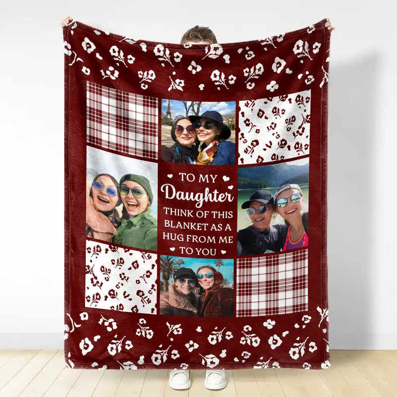 Gift For Mother - Custom Photo To My Mom Think Of This As A Hug From Me To You - Personalized Fleece Blanket, Sherpa Blanket
