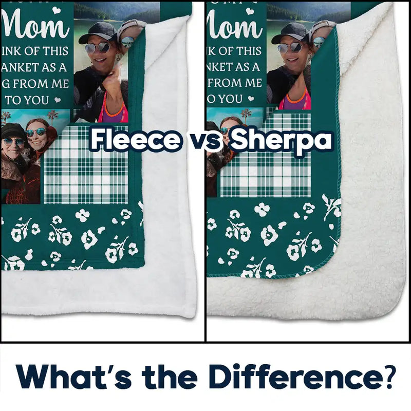 Gift For Mother - Custom Photo To My Mom Think Of This As A Hug From Me To You - Personalized Fleece Blanket, Sherpa Blanket