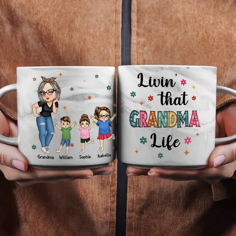 Gift For Grandma,Love,Gift For Mother - Living That Grandma Life - Personalized Marble Mug