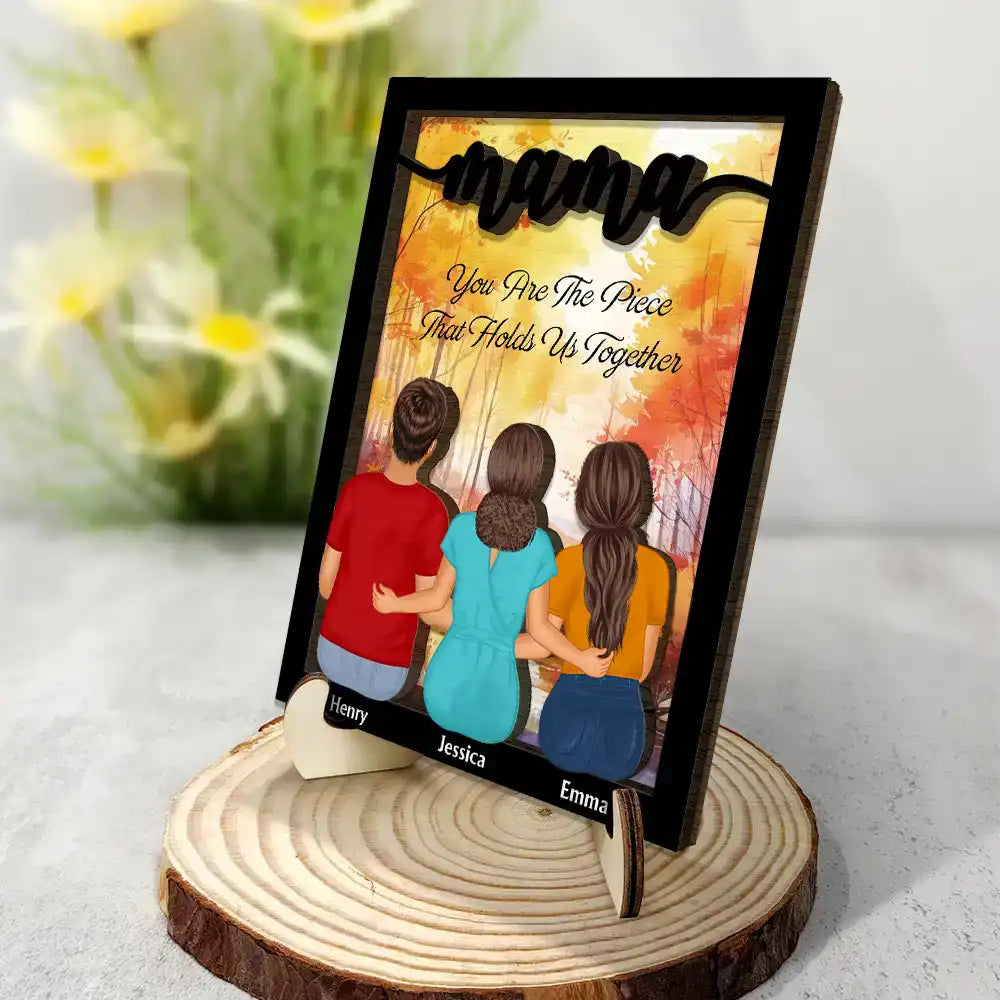 Mom To Us You Are The World Watercolor Landscape - Personalized 2-Layered Wooden Plaque With Stand