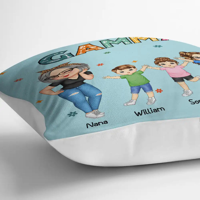 Grandma, Grandkids, Gift For Grandma, Gift For Wife, Gift For Mother - Nana Grandma Mom Kid - Personalized Pillow
