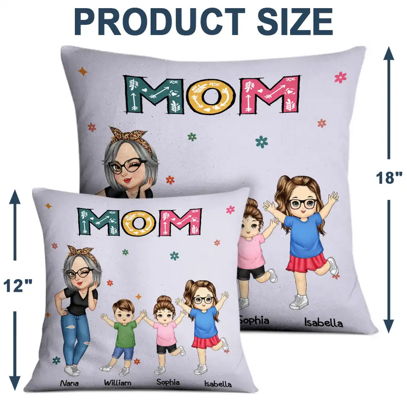 Grandma, Grandkids, Gift For Grandma, Gift For Wife, Gift For Mother - Nana Grandma Mom Kid - Personalized Pillow
