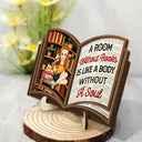 Reading, Gift For Women, Happy - Reading Between The Pages Of A Book Is My Favorite Place To Be - Personalized 2-Layered Wooden Plaque With Stand