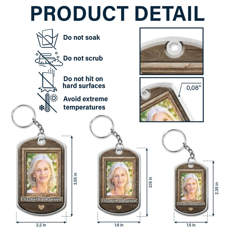 Gift For Mother,Memorial - Custom Photo Though I Cannot See You You're Always By My Side - Personalized Aluminum Keychain
