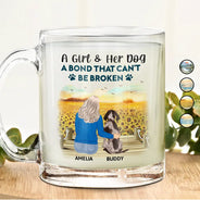 Pet Lovers, Happy, Dog Lovers, Dog Mom, Dog Dad - A Bond That Can't Be Broken Dog Mom Dog Dad - Personalized Glass Mug