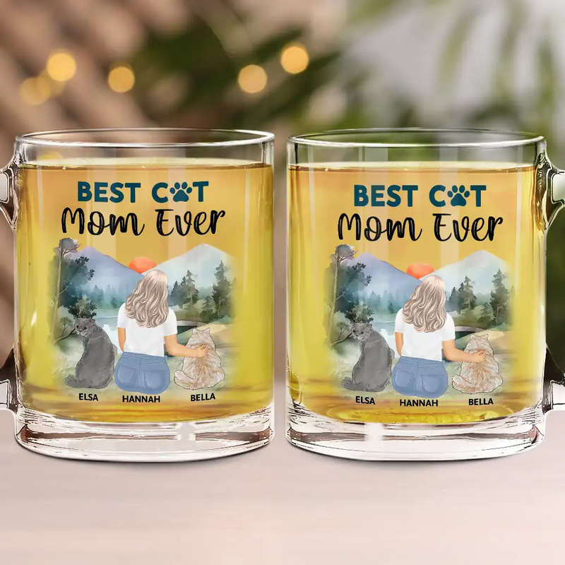 Cat Lovers, Pet Lovers, Cat Mom, Cat Dad, Happy - A Bond That Can't Be Broken Cat Mom Cat Dad - Personalized Glass Mug