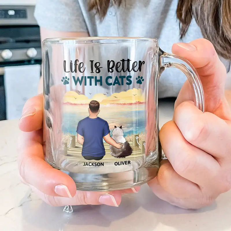 Cat Lovers, Pet Lovers, Cat Mom, Cat Dad, Happy - A Bond That Can't Be Broken Cat Mom Cat Dad - Personalized Glass Mug