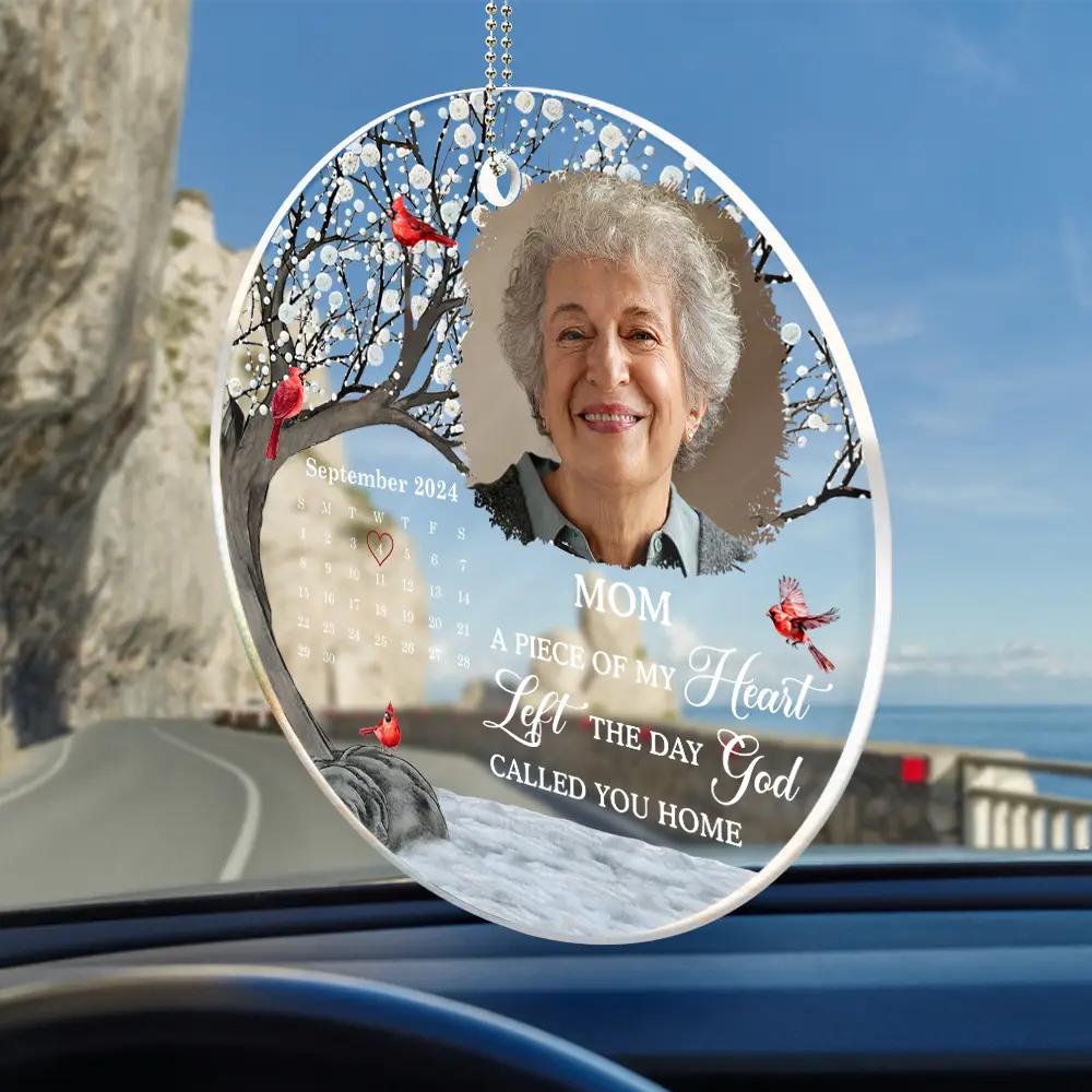 Memorial - Custom Photo Calendar Memorial The Moment Your Heart Stopped - Personalized Acrylic Car Hanger
