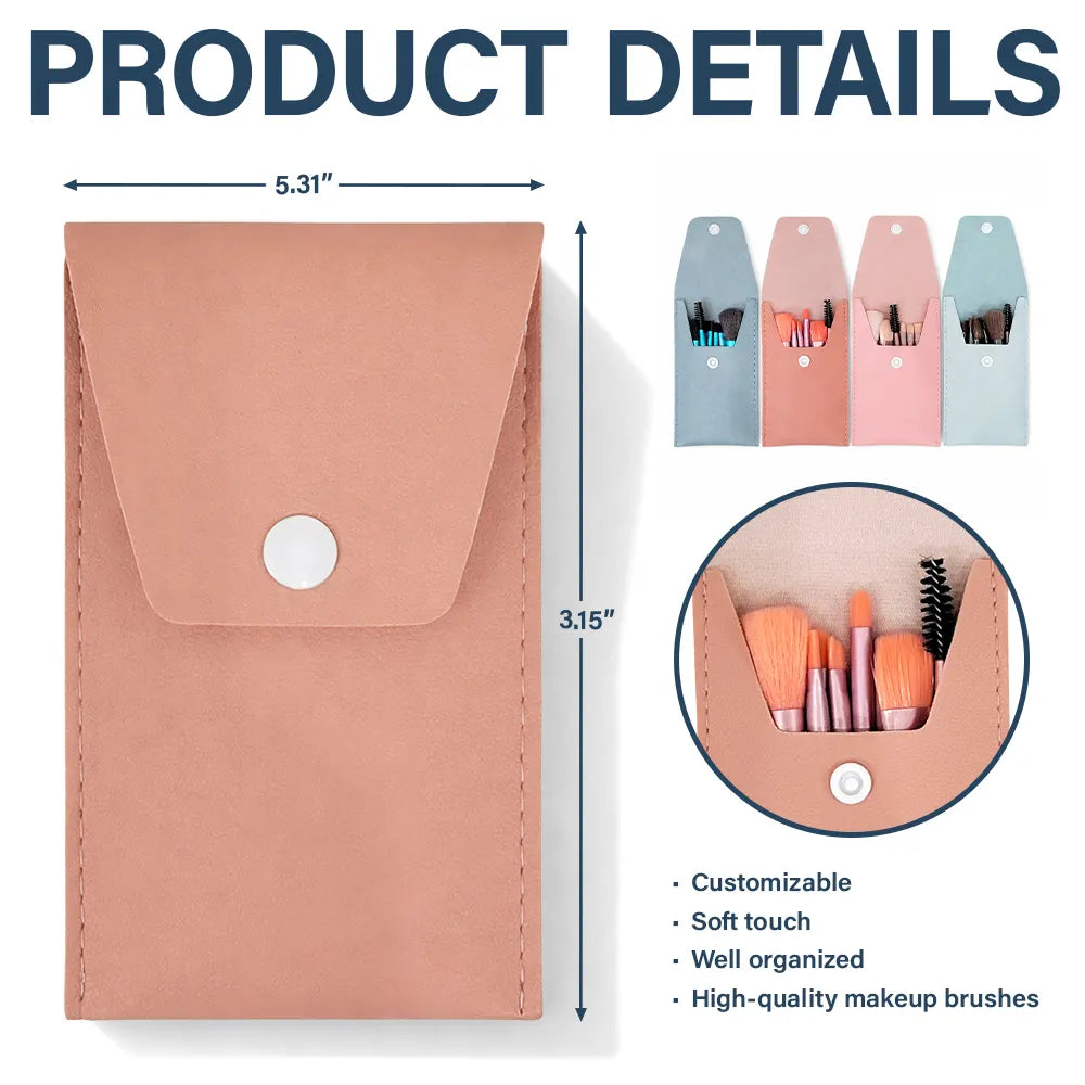 Gift For Yourself,Gift For Women,Gift For Mother,Happy - Birth Month Flower & Name - Personalized Makeup Brush Bag Set