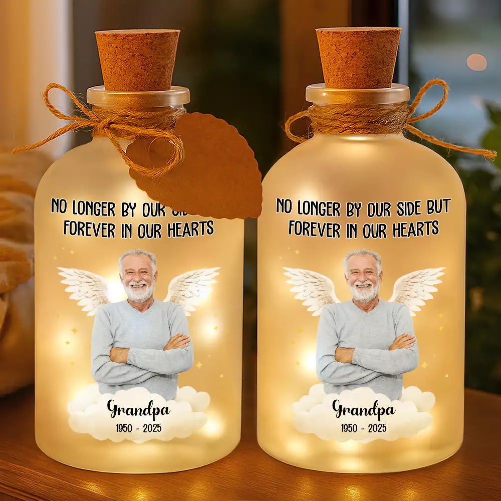 Family, Pet Lovers, Pet Mom, Pet Dad, Pet Couple, Dog Lovers, Dog Mom, Dog Dad, Dog Couple, Cat Lovers, Cat Mom, Cat Dad, Cat Couple, Memorial, Sad - Custom Photo Memorial Your Light Will Always Shine In My Heart - Personalized Short Bottle Light