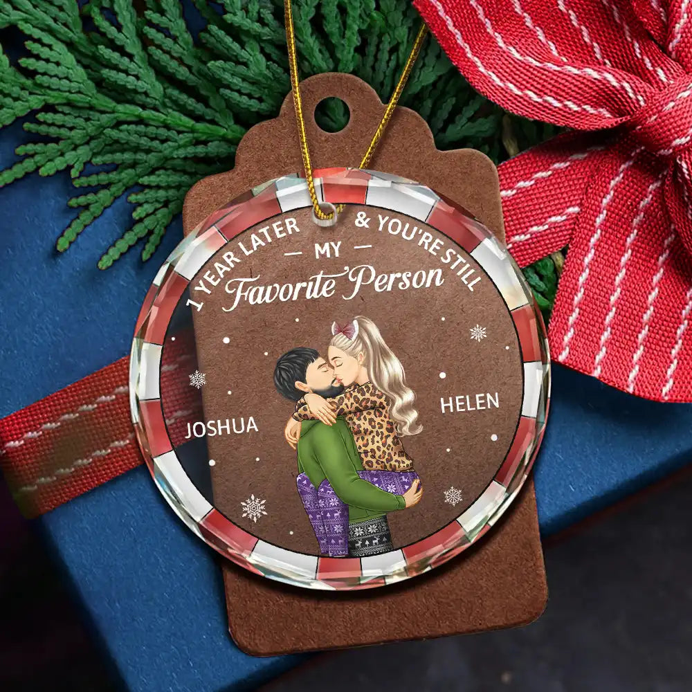 Christmas,Gift For Couples,Gift For Husband,Gift For Wife,Gift For Boyfriend,Gift For Girlfriend,Happy - Years Later And You Still My Favorite Person - Personalized Circle Glass Ornament