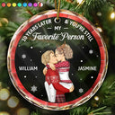 Christmas,Gift For Couples,Gift For Husband,Gift For Wife,Gift For Boyfriend,Gift For Girlfriend,Happy - Years Later And You Still My Favorite Person - Personalized Circle Glass Ornament