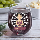 Gift For Yourself, Gift For Women, Yoga, Funny - Yoga Class Pour A Glass - Personalized Stemless Wine Glass