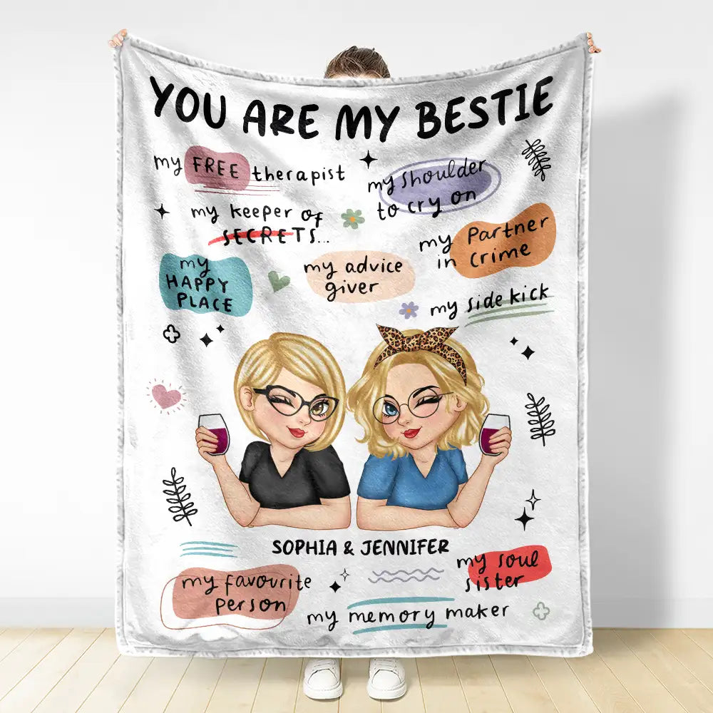 Gift For Bestie,Happy - You Are My Bestie Turban Bestie - Personalized Fleece Blanket, Sherpa Blanket