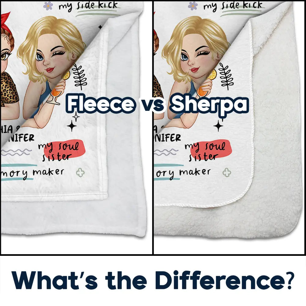 Gift For Bestie,Happy - You Are My Bestie Turban Bestie - Personalized Fleece Blanket, Sherpa Blanket