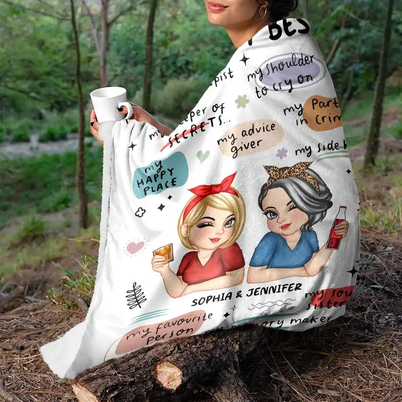 Gift For Bestie,Happy - You Are My Bestie Turban Bestie - Personalized Fleece Blanket, Sherpa Blanket