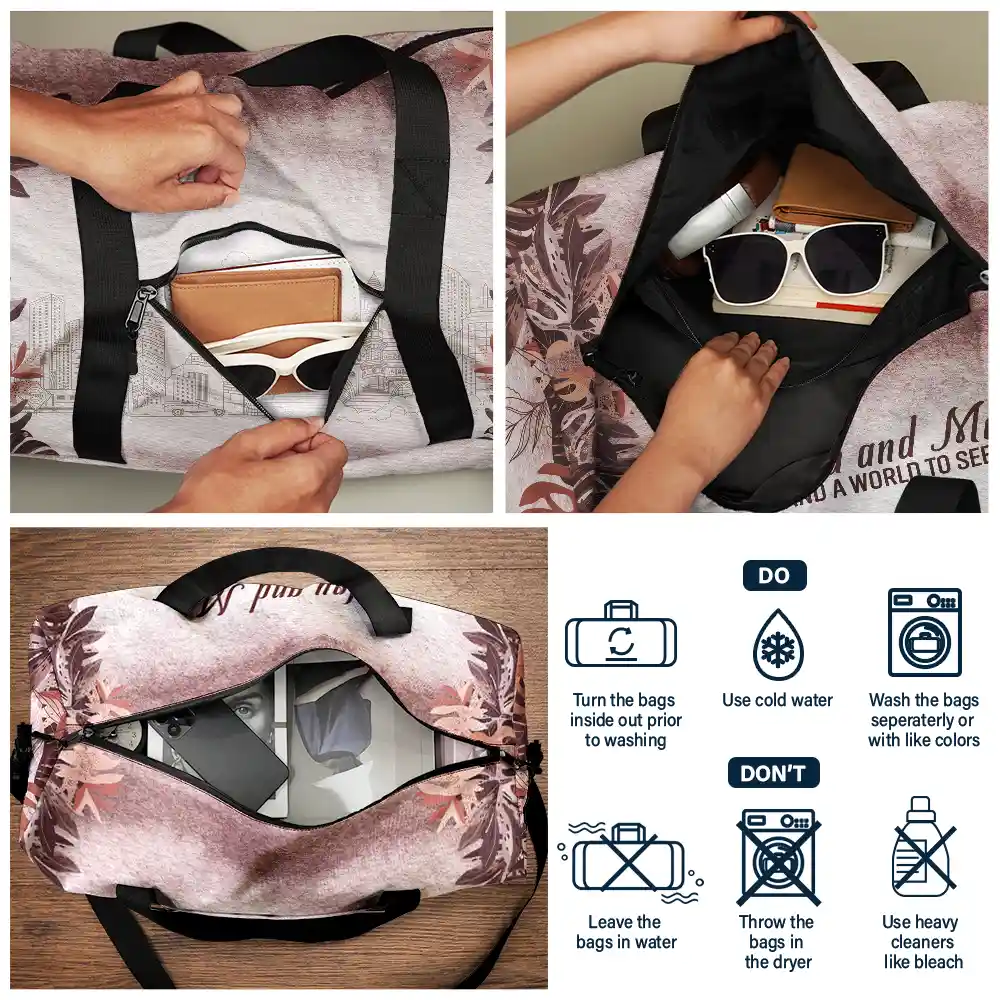 Gift For Couples, Gift For Husband, Gift For Wife, Gift For Boyfriend, Gift For Girlfriend, Happy - You And Me And A World To See - Personalized Duffle Bag