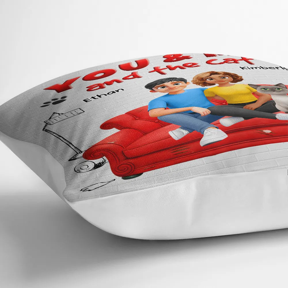 Cat Couple,Cat Lovers,Pet Lovers,Gift For Couples,Couple's Hobby,Happy - You And Me And The Cats 3D Couple - Personalized Pillow