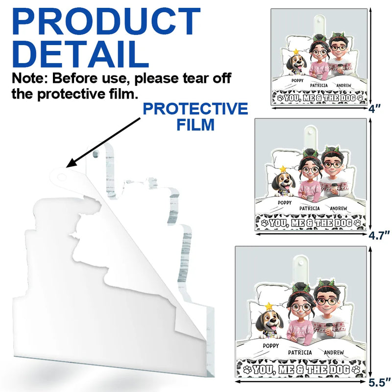 Happy,Christmas,Dog Couple - You And Me And The Dog Cozy Blanket - Personalized Custom Shaped Acrylic Ornament