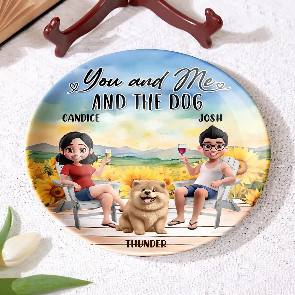 Gift For Husband,Gift For Wife,Gift For Boyfriend,Gift For Girlfriend,Love,Dog Couple - You And Me And The Dogs - Personalized Ceramic Plate