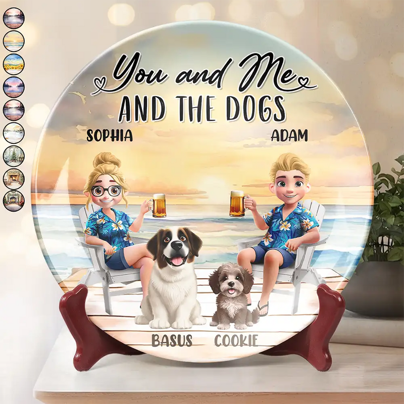 Gift For Husband,Gift For Wife,Gift For Boyfriend,Gift For Girlfriend,Love,Dog Couple - You And Me And The Dogs - Personalized Ceramic Plate