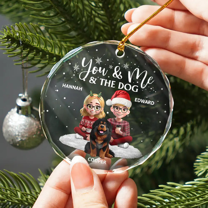 Love,Dog Lovers,Pet Lovers,Christmas - You And Me And The Dogs - Personalized Circle Glass Ornament