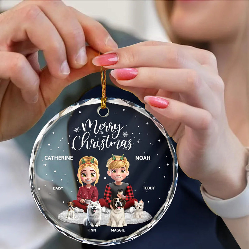 Love,Dog Lovers,Pet Lovers,Christmas - You And Me And The Dogs - Personalized Circle Glass Ornament