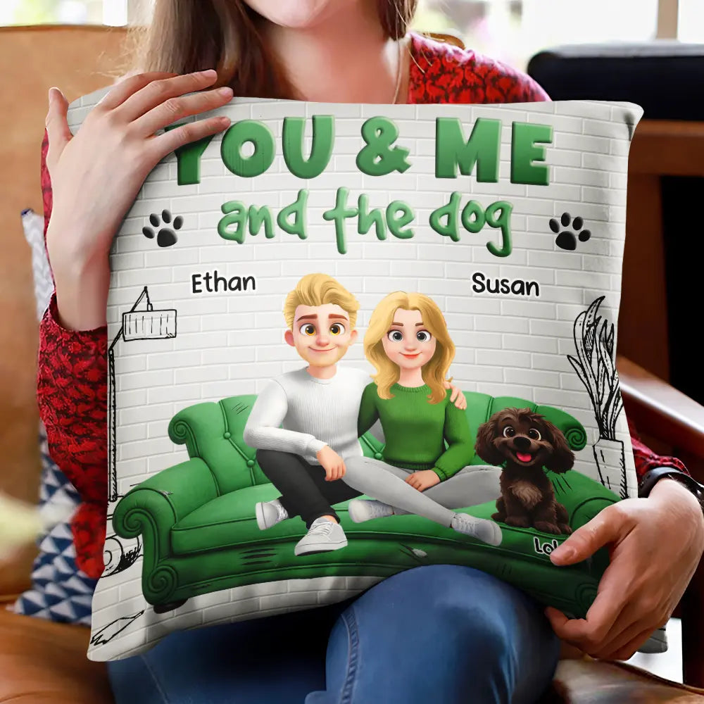 Dog Couple,Dog Lovers,Pet Lovers,Happy,Gift For Couples - You And Me And The Dogs 3D Couple - Personalized Pillow