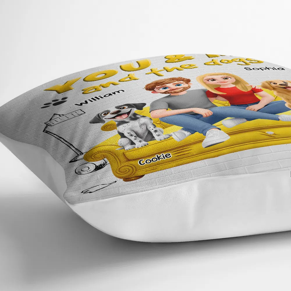 Dog Couple,Dog Lovers,Pet Lovers,Happy,Gift For Couples - You And Me And The Dogs 3D Couple - Personalized Pillow