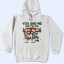 Camping, Campsite, Couple's Hobby, Happy, Gift For Couples, Dog Couple, Dog Lovers - You And Me And The Dogs Camping Cartoon - Personalized T Shirt