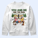Camping, Campsite, Couple's Hobby, Happy, Gift For Couples, Dog Couple, Dog Lovers - You And Me And The Dogs Camping Cartoon - Personalized T Shirt