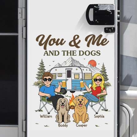 You And Me And The Dogs Camping Couple - Personalized Decor Decal