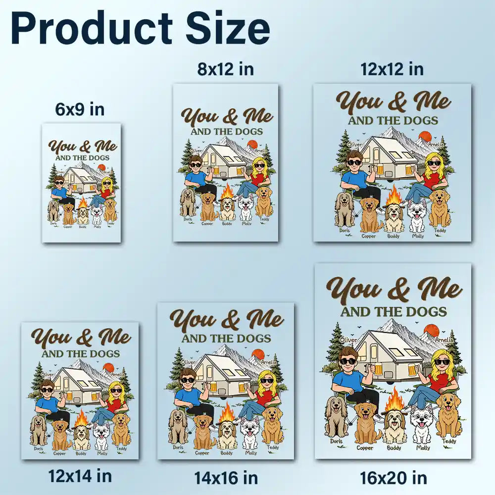 Dog Couple,Playful,Camping,Dog Lovers,Pet Lovers,Gift For Couples,Vector - You And Me And The Dogs Camping Couple - Personalized Decor Decal