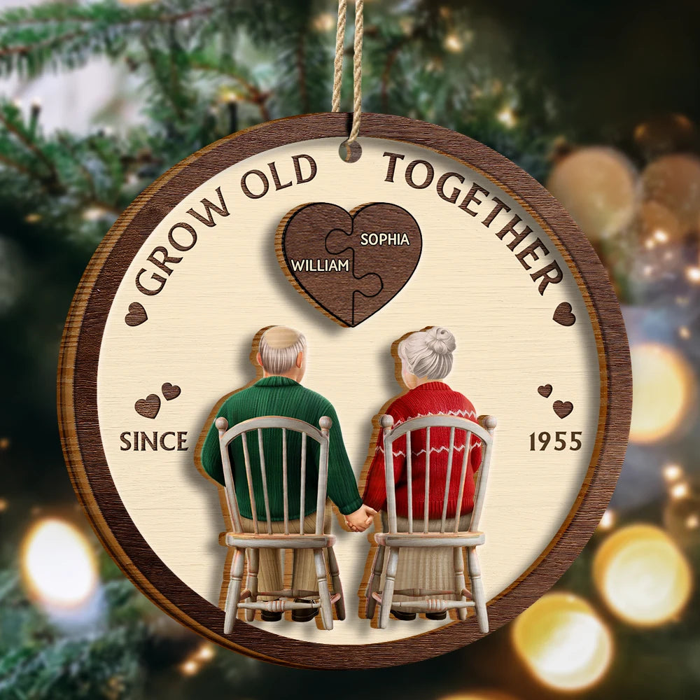 You And Me Grow Old Together - Personalized 2-Layered Wooden Ornament