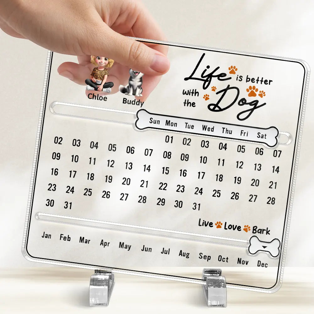 Pet Couple,Happy,Christmas - You And Me Life Is Better With Dogs - Personalized Acrylic Perpetual Desk Calendar
