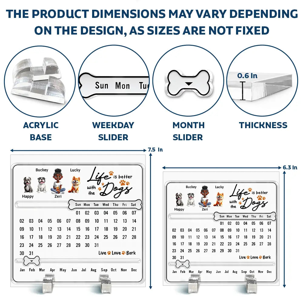 Pet Couple,Happy,Christmas - You And Me Life Is Better With Dogs - Personalized Acrylic Perpetual Desk Calendar