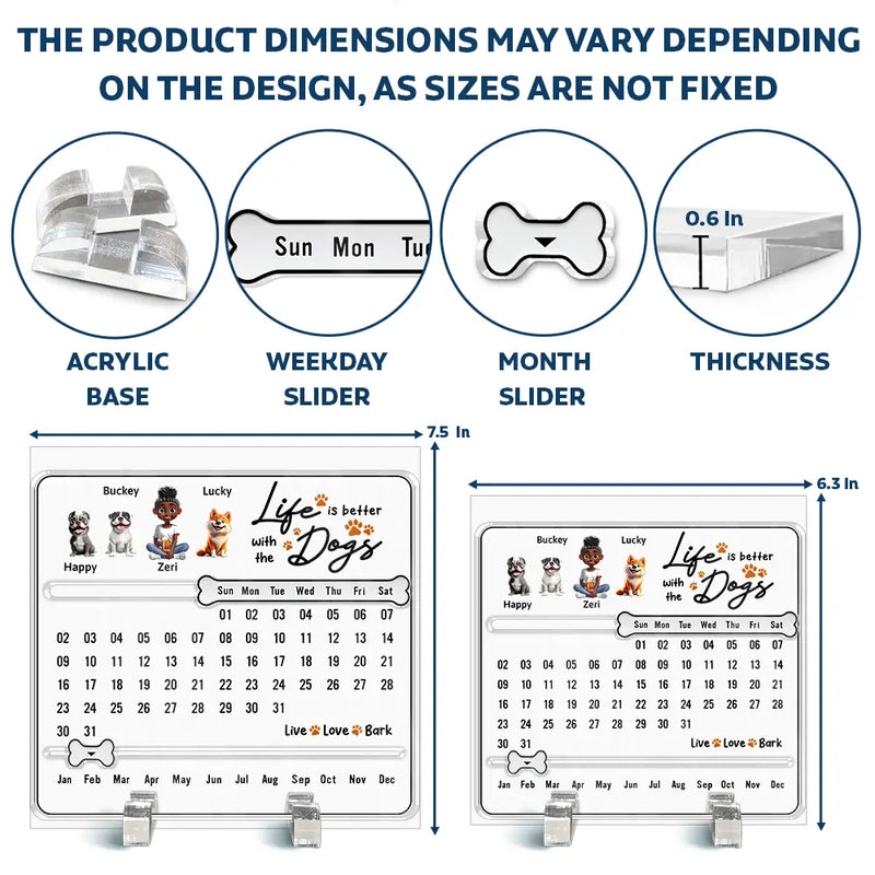 Pet Couple,Happy,Christmas - You And Me Life Is Better With Dogs - Personalized Acrylic Perpetual Desk Calendar