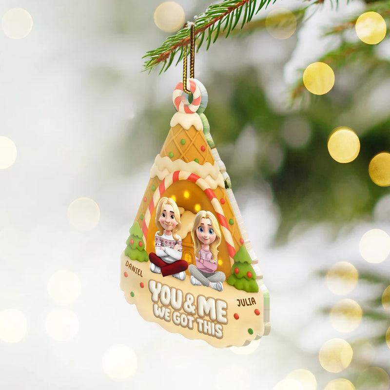 Christmas,Gift For Couples,Love - You And Me Waffle Christmas Tree - Personalized Custom Shaped Acrylic Ornament