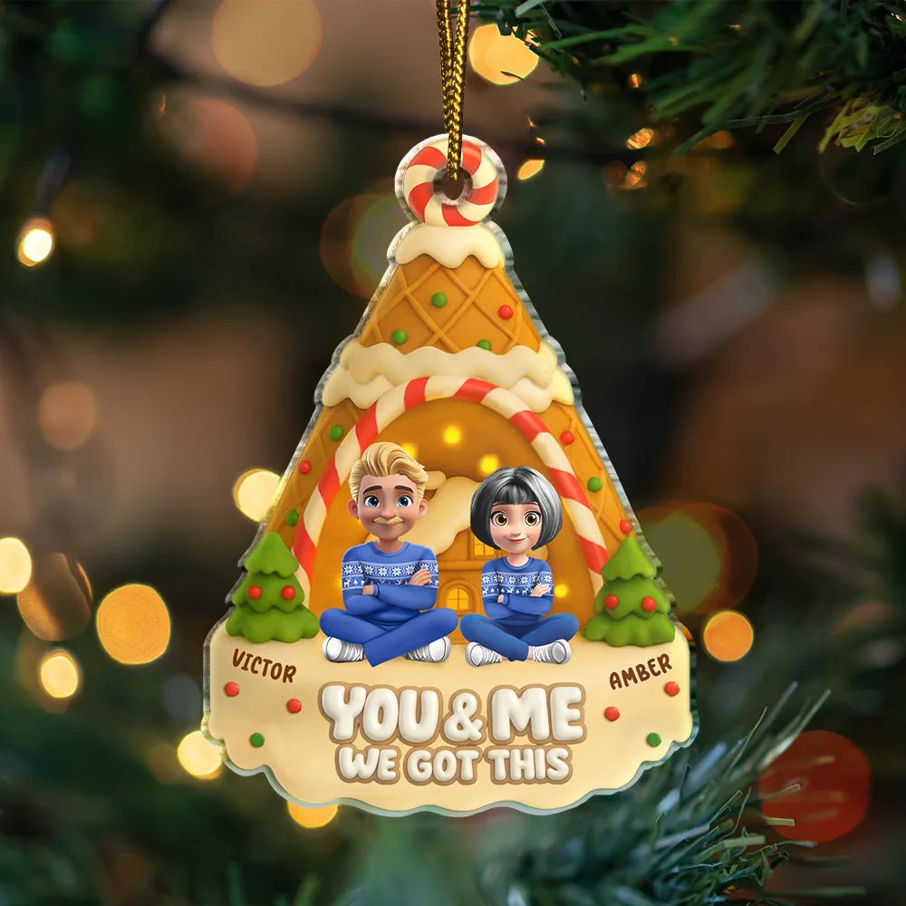 Christmas,Gift For Couples,Love - You And Me Waffle Christmas Tree - Personalized Custom Shaped Acrylic Ornament