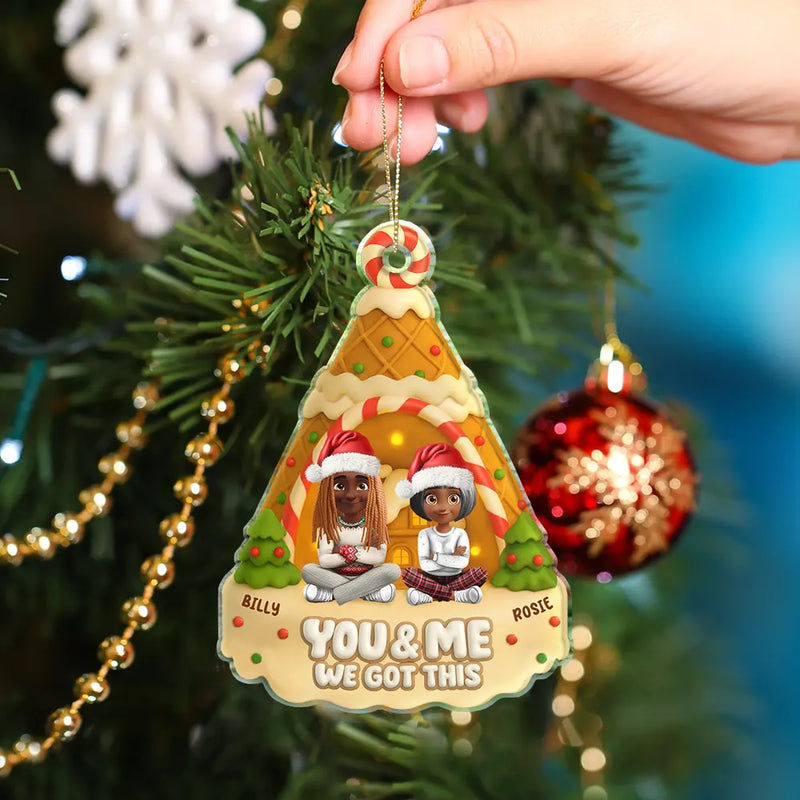 Christmas,Gift For Couples,Love - You And Me Waffle Christmas Tree - Personalized Custom Shaped Acrylic Ornament