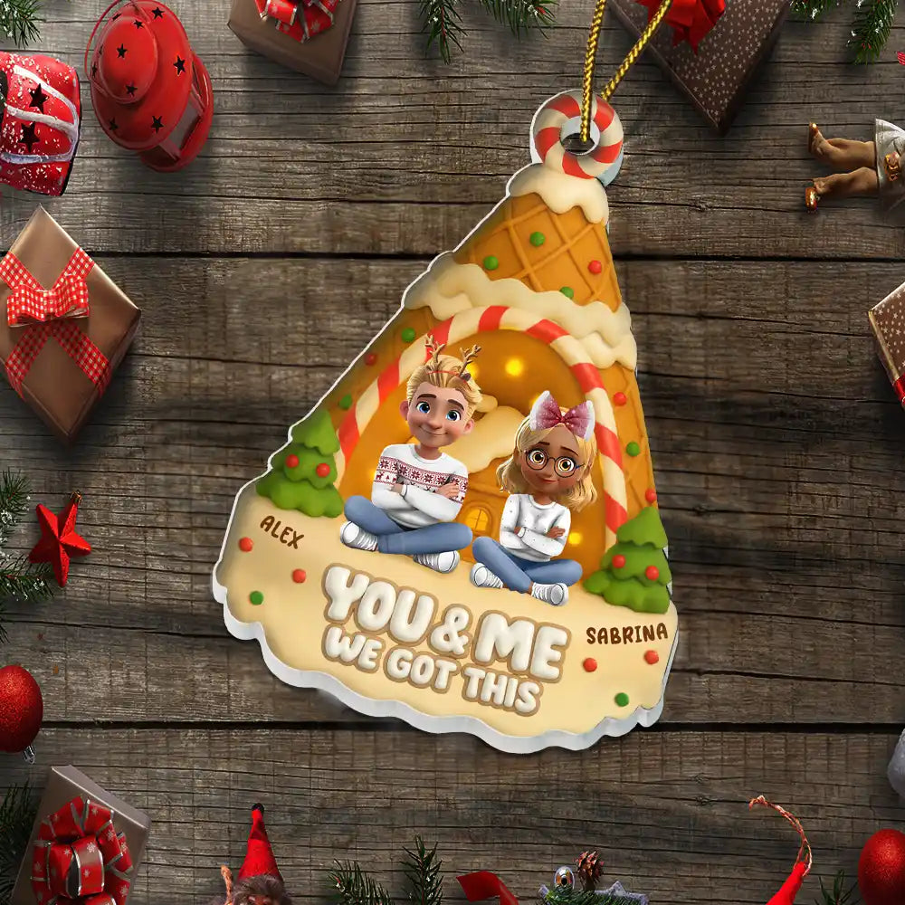 Christmas,Gift For Couples,Love - You And Me Waffle Christmas Tree - Personalized Custom Shaped Acrylic Ornament
