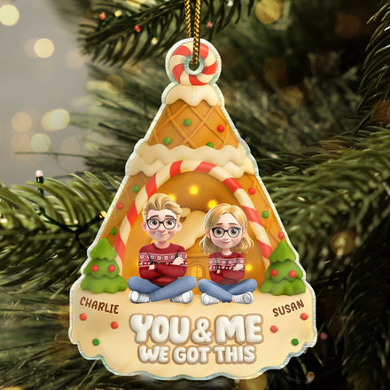 You And Me Waffle Christmas Tree - Personalized Custom Shaped Acrylic Ornament