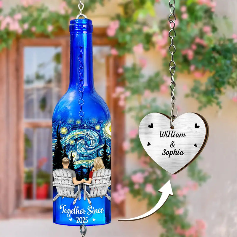 Gift For Couples,Gift For Husband,Gift For Wife,Gift For Boyfriend,Gift For Girlfriend,Love - You And Me We Got This - Personalized Wine Bottle Wind Chime