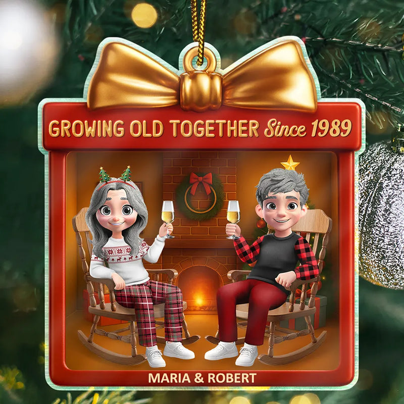 Gift For Couples,Old Couples,Gift For Husband,Gift For Wife,Gift For Boyfriend,Gift For Girlfriend,Love,Christmas - You And Me We Got This 3D Effect Couple - Personalized Custom Shaped Acrylic Ornament