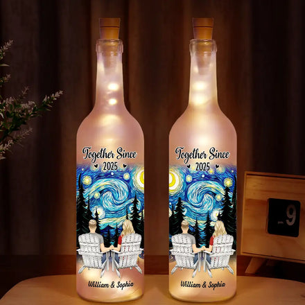 Toi et moi, nous avons ce couple qui se tient la main - Bouteille lumineuse personnalisée