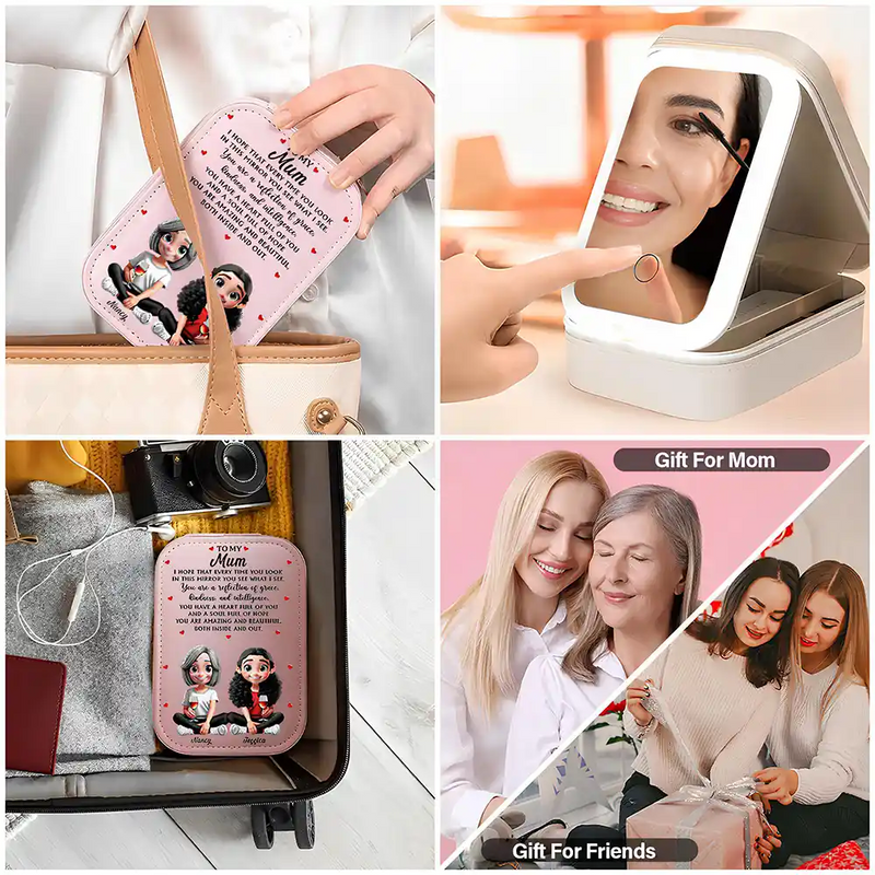 Gift For Daughter,Mom,Daughters (Adult),Love - You Are A Reflection Of Grace - Personalized Makeup Box With LED Mirror