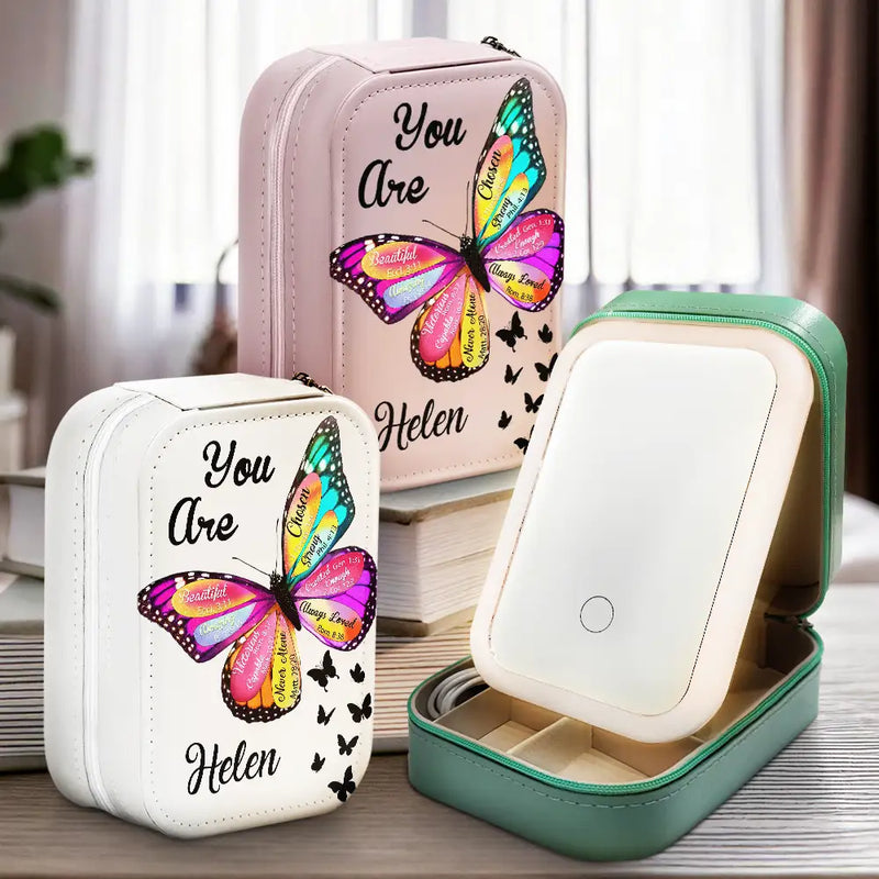 Gift For Yourself, Gift For Women - You Are Beautiful Christians - Personalized Makeup Box With LED Mirror