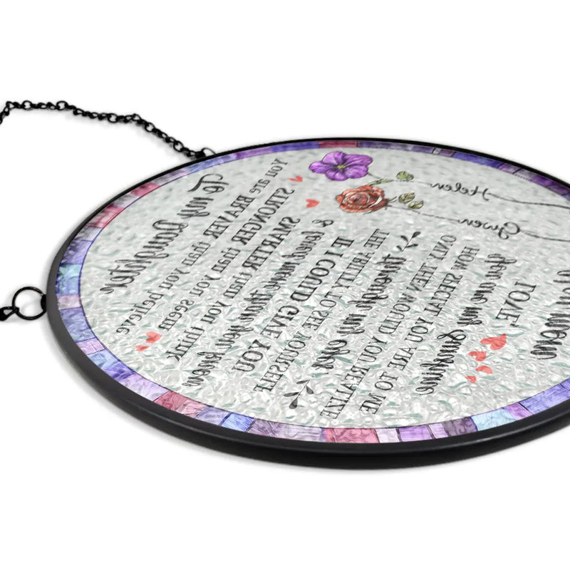 Love, Gift For Daughter, Mom - Daughters (Adult), Mom - Daughters (Young), Gift For Grandkids - You Are Braver Than You Believe Mom Daughter - Personalized Stained Glass Window Hanging Suncatcher
