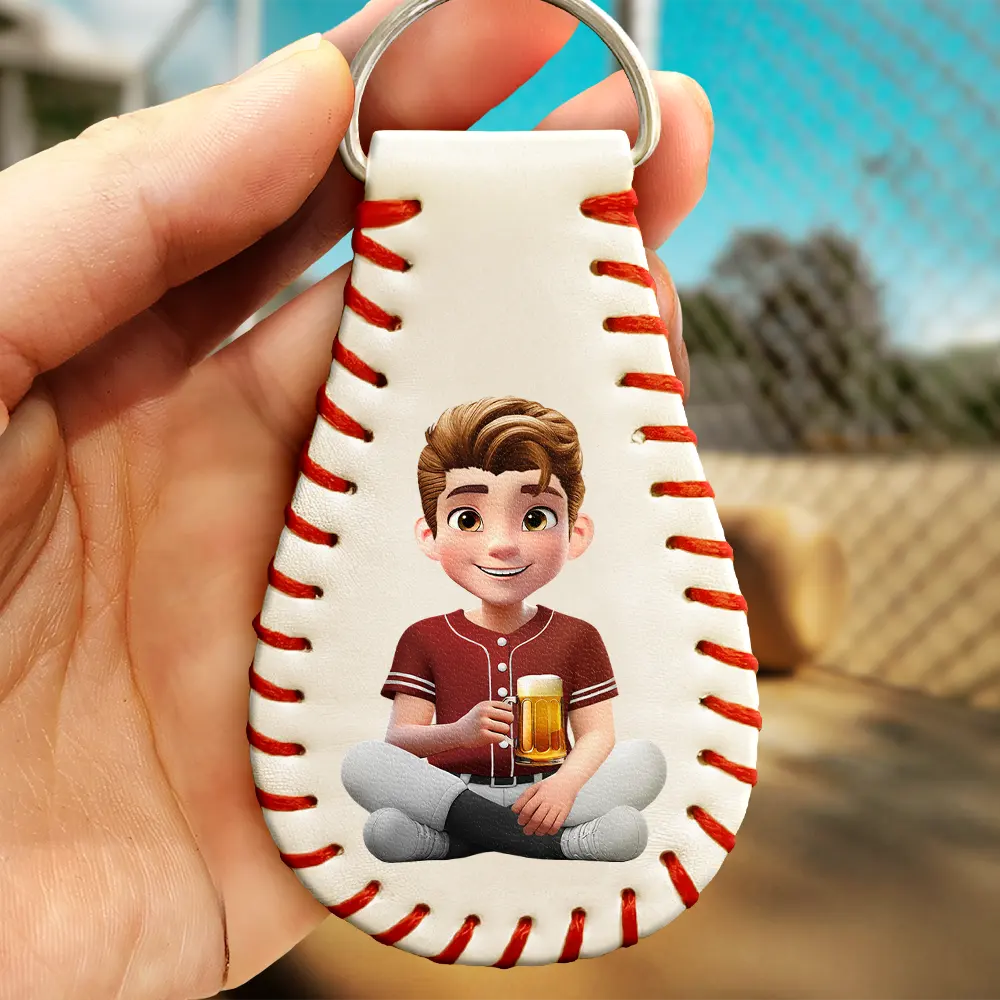 Baseball, Gift For Grandkids, Happy - You Are Chosen Christian Baseball - Personalized Leather Baseball Keychain