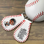 Baseball, Gift For Grandkids, Happy - You Are Chosen Christian Baseball - Personalized Leather Baseball Keychain
